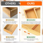 Lifewit Utensil Drawer Organizer, Expendable Cooking Silverware Tray for Kitchen Drawer, Bamboo Adjustable Cutlery Flatware Holder, Spatula Tools and Gadgets Storage Divider, 3 Compartments, Natural