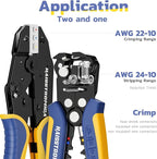 haisstronica Wire Stripper and Crimping Tool,AWG 24-10 Automatic Stripper Tool with AWG 22-10 Ratchet Wire Crimper For Heat Shrink Connectors