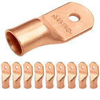 SELTERM 10pcs 4/0 AWG - 1/4" Stud - Battery Lugs, Heavy Duty Wire Lugs, Ring Terminals, Battery Cable Ends,0000 Gauge Terminals, UL Bare Copper Eyelets Electrical Battery Terminal Connectors