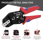 Crimping Tool - AWG23-13, Nylon Terminal，Pre-Insulated Terminal Crimpers, Compact Ratcheting Wire Crimper Tool for DIY, Automotive, and Marine Wiring (YmSN-02C)
