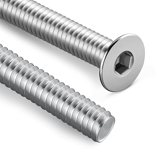 3/8-16 Bolt, 3/8-16 x 2 Inch Flat Socket Head Screws 15Pcs, 304 Stainless Steel 18-18 Countersunk Bolts, Full Thread, with Hex Spanner