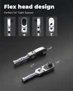 toolant Stubby 3/8" Drive Flex Head Ratchet, 90 Tooth Compact Flex Head Socket Ratchet Wrench, 4.7 Inch Length
