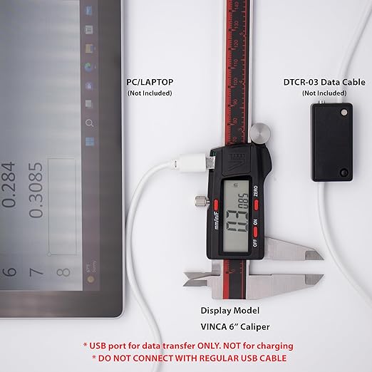 VINCA IP54 Grade Digital Caliper, DCLA-0605 6 Inch/150mm, Inch/Millimeter/Fraction Conversion, Stainless Steel, Large LCD Screen