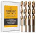 17/32" (4pcs) Cobalt Drill Bit Set, M35 High Speed Steel Jobber Length Drill Bit Kit for Hardened Metal, Stainless Steel, Cast Iron, Wood and Plastic, with Index Storage Case