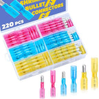haisstronica 220PCS Heat Shrink Bullet Connectors AWG22-10 Male and Female Wire Bullet Terminals Blue Red Yellow Bullet Butt Terminals Kit