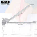 Angle Protractor Angle Finder Ruler Two Arm Stainless Steel Protractor Woodworking Ruler Measure Tool with 0-180 Degrees(30 cm/ 11.8 Inch)