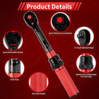 1/4-Inch Drive Click Torque Wrench, Dual-direction Adjustable Torque Wrench 10-50in.lb/1.1-5.7Nm, 72 tooth High Precision Small Torque Wrench with Dual Range Scales for bike, motorcycle