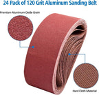 3 x 21 inch Belt Sander Sanding Belts, 120 Grit 3 inch x 21 inch Aluminum Oxide Belt Sander Belt for Belt Sander, 24 Pack(3x21in, 120 Grit)