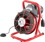 VEVOR Drain Cleaner Machine 75FT x 1/2 Inch, Sewer Snake Auger Manual Feed, 370W Electric Drain Cleaning Machine with 4 Cutters & Air-activated Foot Switch for 2" to 4" Pipes