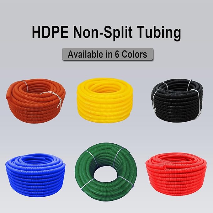 Flexible Polyethylene HDPE Non-Split Corrugated Wire Loom Tubing (Blue, 3/4" Dia. x 100 ft)