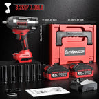 Cordless Impact Wrench 1107Ft-lbs(1500N·m) - 1/2" 21V High Torque Brushless Power Impact Gun with 2x4.0Ah Batteries & 6 Sockets & Fast Charger & Case for Car & Truck & RV & Heavy Duty Use