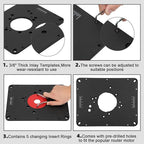 Precision Aluminum Router Table Insert Plate Compatible with Various Router Models, Featuring Pre-Drilled Templates, Ideal for Both DIY Enthusiasts and Professional Woodworkers