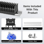 15Pcs JHY1 DIN Rail Terminal Blocks, 660V 16A, 2.5mm², Detachable & Assemblable Terminal Strip Blocks, 30Pcs 16-14 AWG Insulated Fork Spade Wire Connectors & 5.51 Inch DIN Rail Included