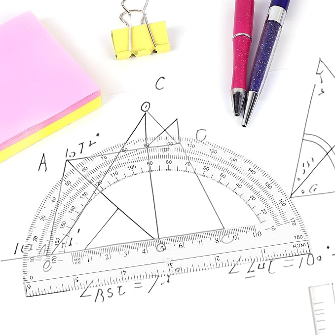 Plastic Protractor Math Protractors 180 Degrees for Geometry Classroom Student School Office Supplies, 6 Inch, Pack of 2 (Blue)