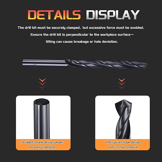 Drill Bit, 6.5mm Cutting Diameter, 4241 HSS Nitriding Black 118° Cutting Angle Versatile Jobber Bits - (Applications: for Drilling Plastic Wood Soft Metal), 12-Pieces