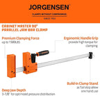 JORGENSEN 24-inch Bar Clamps, 90°Cabinet Master Parallel Jaw Bar Clamp Set, 2-pack