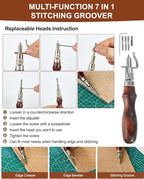 Vorhixa Leather Tooling Kit - Leather Working Tools & Stamps for Crafting, Cutting, Stamping, Sewing, Stitching, Engraving & Sanding - Complete Craft Kit for Adults and Begineers