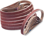 42 Pcs 3/8 x 13 Inch Sanding Belts,3/8x13 Sanding Belts Sandpaper for Air Belt Sander,6 Each of 40/60/80/120/180/240/400 Grits Abrasive File Belts for Wood Sanding and Metal Polishing