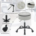 Vnity Stool with Wheels (Chair & Small Table in One) (Adjustable Tattoo Chair 20.67"-24.61"), Gray Stool for Desk with Storage