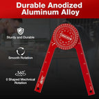 7.3 Inch Aluminum Miter Saw Protractor,Rust Proof Angle Finder Precision Laser Engraved Scales and 360 Degree Rotation Function