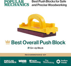 MICROJIG - GRR-RIP BLOCK Smart Push Block for Router Table, Jointer, Band Saws, and Table Saws, Includes 4 Auto-Drop Smart Heels, Extreme Grip, GB-1, Yellow/Green