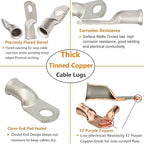 0000 Gauge Tinned Copper Cable Lugs 8 PCS 4/0 AWG-3/8(M10) Ring Terminal Heavy Duty Wire Lugs Battery Lugs, 8 PCS 4/0 Guage terminals Battery Cable Ends Connectors with 8 PCS 3:1 Heat Shrink Tube