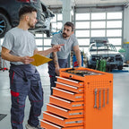 Rolling Tool Chest with Drawers, 7 Drawers Tool Chests & Cabinets, Metal Toolbox with Wheels, Lockable Storage Cabinet, Garage Tool Box with Drawers (Orange, 7 Drawers)