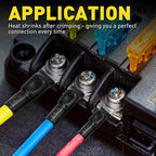 haisstronica Non Insulated Wire Connectors Kit，100pcs #10 Ring Terminals (AWG 16-14) with 100pcs 3:1 Heat Shrink Tubing for Automotive Marine，Brazed Seam Wire Crimp terminals