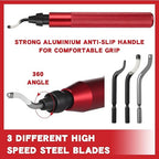3 Pcs Hand Deburring Tool Kit 2 Countersink Hand Reamers and 1 Deburring Tool with 15 Extra High Speed Steel Swivel Blades for Metal, Resin, Aluminum, Copper, Plastic, 3D Printing, Wood