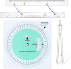 3 Pcs Marine Navigation Kit, Basic Navigation Set Include 18" Marine Parallel Ruler with Clear Scales, 8" Diameter Nautical Plotter Protractor, 6" Fixed Point Divider for Boat Accessories