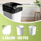 Zhuqing 3 Gallon Trash Bags, 10L Biodegradable Garbage Bags, 100 Counts Compost Wastebasket Liners Bags for Kitchen Bathroom Office, Black