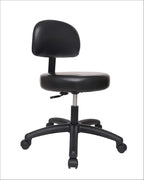 Chair Master Round Vinyl Chair/Stool-Black-for Garage, Counters, Shop, Kitchen, Computer Desks, Drafting Tables. Easy to Clean! (Glides, Low Table 16"-21")