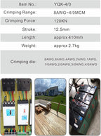 Hydraulic Crimping Tool - 12T Crimping Force, 9 Pairs of Dies (8AWG-4/0AWG) - Battery Cable Crimper with High Crimping Power for Secure Connections, Electrical Projects, and More