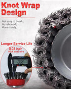 4 Inch Wire Wheel Cup Brush Set, Coarse Twisted Knotted Wire Wheel for Angle Grinder, 5/8 Inch-11 Threaded Arbor, 0.020" Carbon Steel Wire Brush for Grinder, Deep Sanding Heavy Rust, Paint