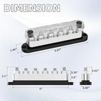 600A Power Distribution Block 12V Bus Bar 6 x 3/8" (M10) Terminal Studs 12 Volt Battery Busbar for Boat Automotive Solar Wiring