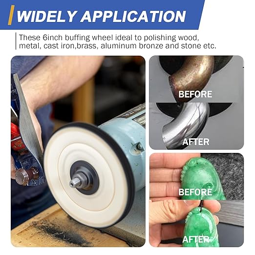 SCOTTCHEN 6inch Buffing Polishing Wheels 1/2" Arbor Hole,Fine (40Ply) / Medium (30Ply) for Bench Grinder,with Buffing Polishing Cutting Compound 3.4 Oz.Kit