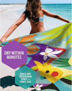 VENTURE 4TH Microfiber Beach Towel: Quick-Dry, Compact, Sand-Free, Absorbent, Sandproof and Lightweight - Perfect for Camping, Beach, and Roadtrips (Turquoise Cockatoo Design | 35x78 inches)