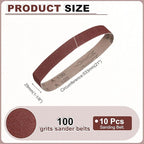 HARFINGTON 1-1/8 x 21 Inch Sanding Belts, 10 Pcs 100 Grits Aluminum Oxide Abrasive Belt Sander File Belt for Woodworking, Metal Polishing, Knife Sharpener