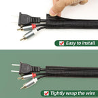 Split Wire Loom Tubing, Cable Protector Sleeve, Braided Cable Management for TV/Computer/Home Theater/Engine Bay, Cord Protectors from Pets No Chew (Black, 3/4"-25ft)