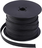 Keco 100ft – 1 inch PET Expandable Braided Cable Sleeve – Wire Sleeving for Audio Video and Other Home Device Cable Automotive Wire - Black