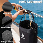 Obcursco Boat Trash Can,100% Leakproof 900D Portable Garbage Bag Pontoon Fishing Boat Accessories Marine RV or Camping 9-12 Gallon Capacity