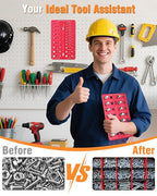 Thread Checker, Nut and Bolt Thread Checker with 19 Standard and 16 Metric Sizes, Bolt Size Finder and Thread Gauge with Inch and Centimeter Ruler