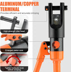 HZLZRZ 12 Tons Hydraulic Crimping Tool, Range 6AWG-4/0AWG(250MCM), Hydraulic Cable Lug Crimper with 8 Pairs of Dies for Hydraulic Wire Battery Cable Electrical Terminal Crimping Tool (YQ/120A)