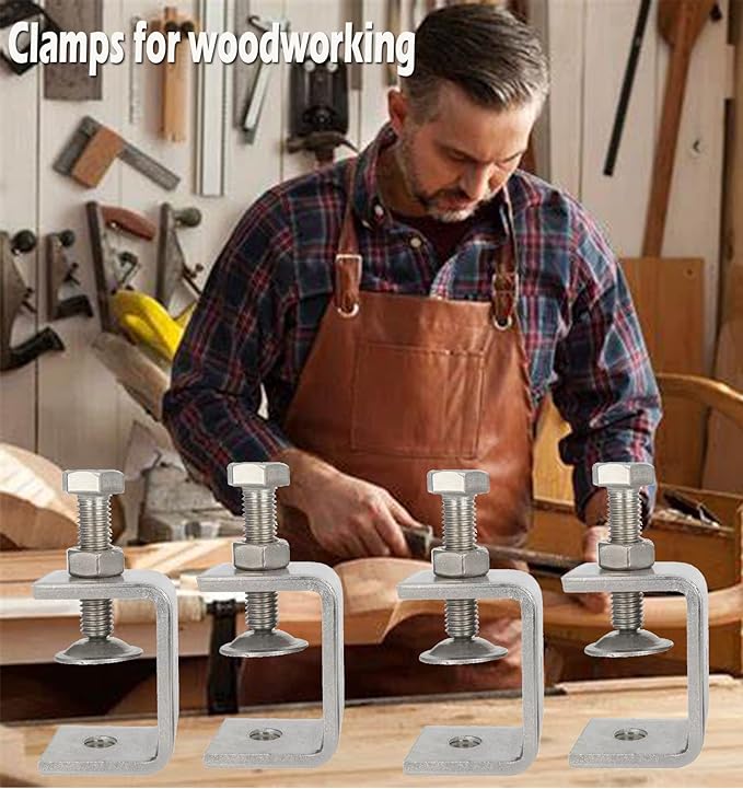 Clamps Heavy Duty 304 Stainless Steel, Small Metal Clamps With Screws, Wide Jaw Opening Tiger Clamp For Woodworking, Clamps for Crafts (4pcs)