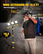 Upgraded LED Work Lights with Stand, 21000 Lumen, 3-Head Adjustable Work Light, Waterproof Foldable Tripod, Extended Cord for Outdoor & Indoor Job Sites, Workshops, Construction, Garage Lighting