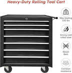 Rovibek 7-Drawer Rolling Tool Chest, Metal Rolling Tool Box with Lockable Drawers, Tool Box with Wheels for Garage, Warehouse, Workshop, Repair Shop, Large Capacity Tool Storage Cabinet (Black)