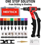 Rivet Nut Tool Kit with a Step Drill Bit & 80 Nutserts for Tight Space, 8" Rivnut Tool Set Riveter with 8 Mandrels 6-32 8-32 10-24 1/4-20 M3 M4 M5 M6 in Organized Rugged Carrying Case NT600