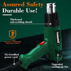 Heat Gun, Heavy Duty Hot Air Gun Kit Dual Temperature Settings 572℉~932℉ (300℃-500℃), Overload Protection with 4 Nozzles for Crafts, Shrink Wrapping/Tubing, Paint Removing, Epoxy Resin