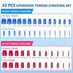 52PCS Thread Checker, Nut and Bolt Thread Checker, Thread Checker Kit in Standard and Metric (28 SAE & 24 Metric), Bolts Measuring, Bolt Size Finder Checker Thread Gauge for Quickly Identify