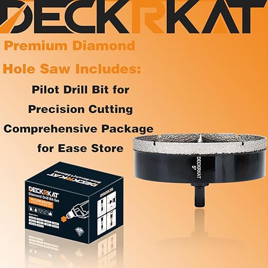 5 inch Diamond Hole-Saw Bits with Pilot Drill Bit -5" Diamond Tipped Tile Hole Saws with Guiding Bit Accurate Drilling for Porcelain Tile Ceramic Pottery Granite Stone Glass Bottles 125mm.